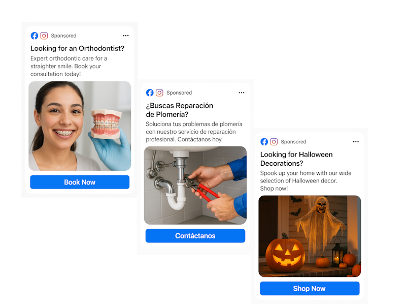 Imagen de distintos anuncios en Meta Ads